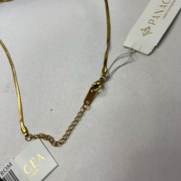 Panacea Gold Snake Chain Bow Necklace 14K Plated Minimalist Holiday Gift NWT - Picture 6 of 12